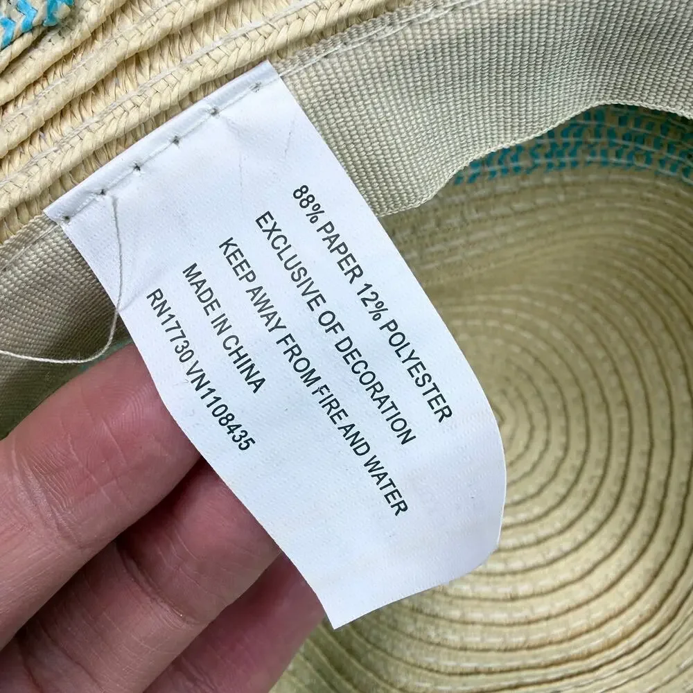 Stiped Floppy Straw Summer Hat
